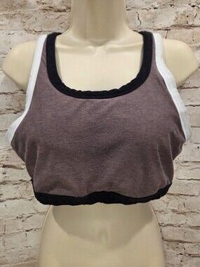 Interval Sports Bra Size Large Brown And White Open Back